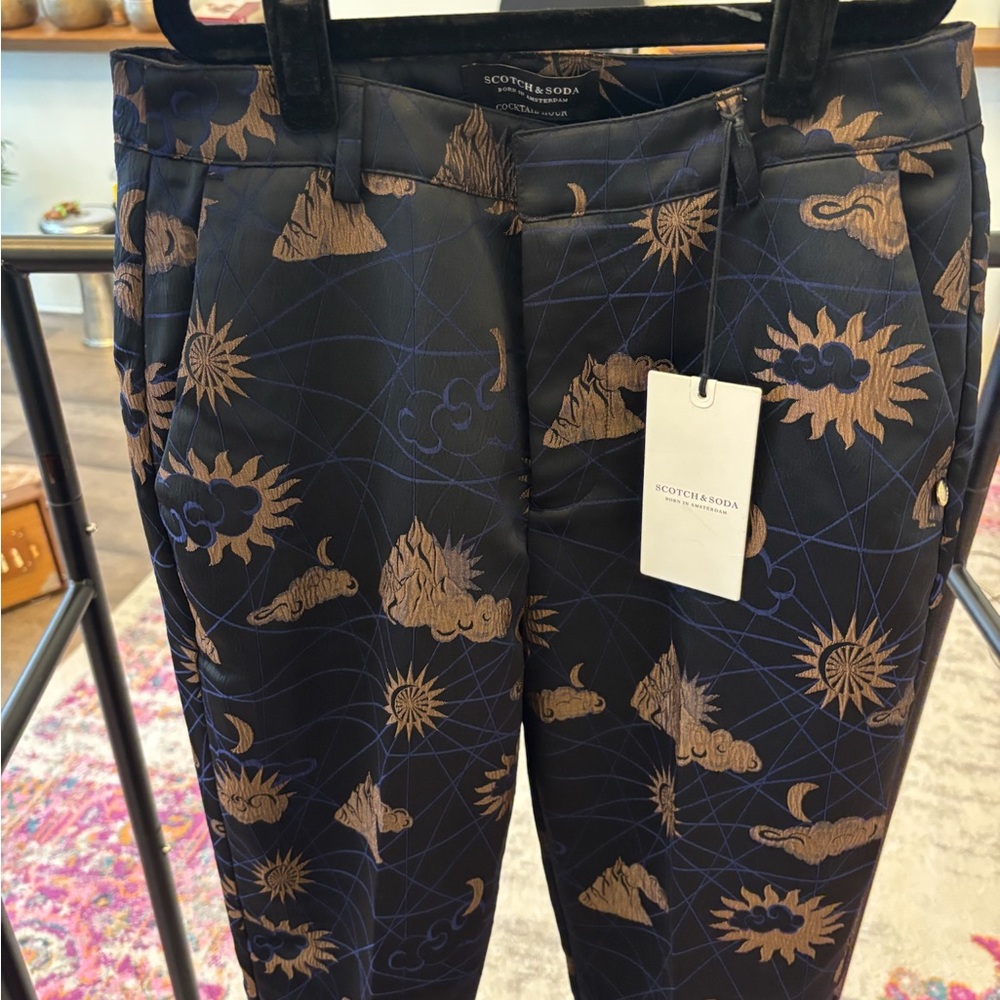 Scotch & Soda Navy Pants with Gold Sun & Cloud Motif